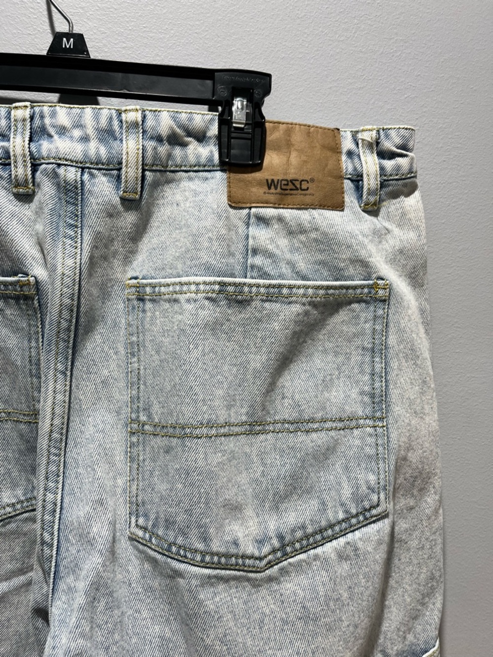 Men's WeSC Denim Carpenter Shorts Light Wash Skater‎ Jorts Baggy Size 34 - Picture 8 of 9